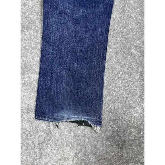 Vintage Silver Button Fly Distressed Bootcut Jeans Mens Size 32x28 Blue Denim - Picture 12 of 16